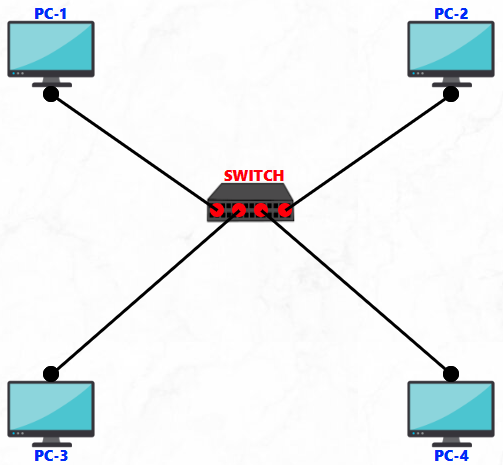 This is a reference image. You can use any device like PC with a Switch , Laptop with a Hub, etc.
